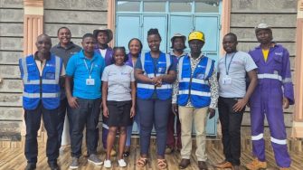 Figure 9: Successful Collaborating Teams: Left to right: Eng Dr Jimmy Byakatonda (GU), Eng Peter Mugo (FundiFix), Eng Patrick Namu (FundiFix), Mr. Harrison Kimanzi (FundiFix) Ms Mary Sammy (FundiFix), Ms. Abigail Kyenze (FundiFix), Dr Shamim Aryampa (UNSW), Mr. Mwasi Kanyanga (FundiFix), Eng Collins Ocan (GU), Mr. Reuben Nduvi (FundiFix), Mr. John Mauki (FundiFix).