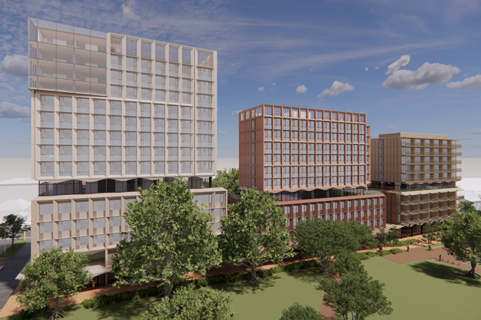 Aerial view from Physics Lawn of the Student Accommodation Project