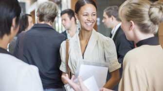 A female student at a postgraduate event