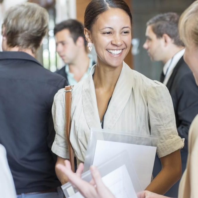 A female student at a postgraduate event