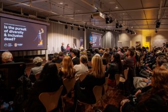 Crowd at diversity and inclusion panel event organised by Australian Human Rights Institute