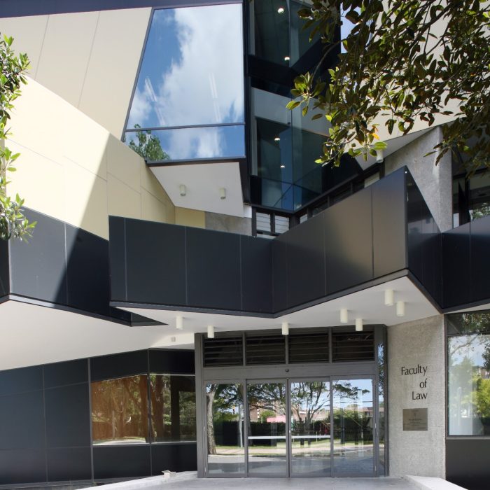 Exterior shot of the Law and Justice Building, Kensington, UNSW.