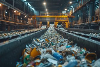 Recycling Plant. Encouraging product stewardship. Process of sorting and recycling materials