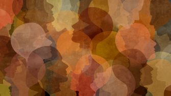 Graphic of different colour head silhouttes