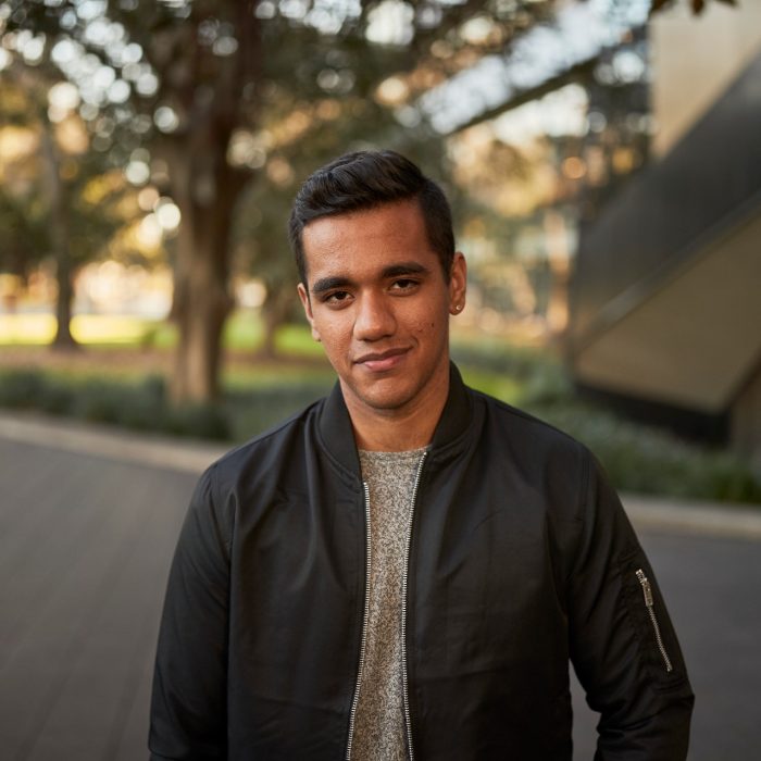 Law student portrait outside, in front of Law Building