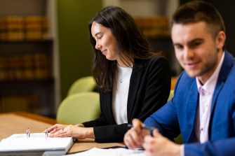 Law students in the moot court