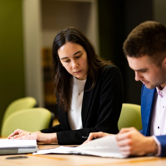 Law students in the moot court