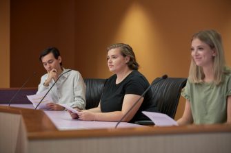 Students particpating in the Moot court at UNSW law school.
