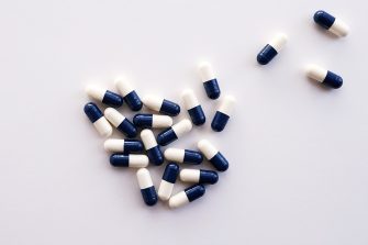 Blue and white pills