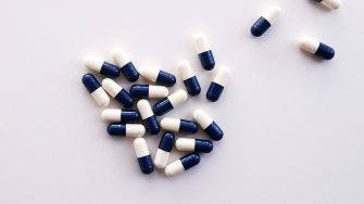 Blue and white pills