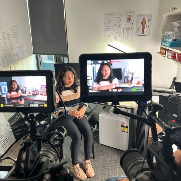 Candid shots filming the MD Student Documentary at Rural Campuses