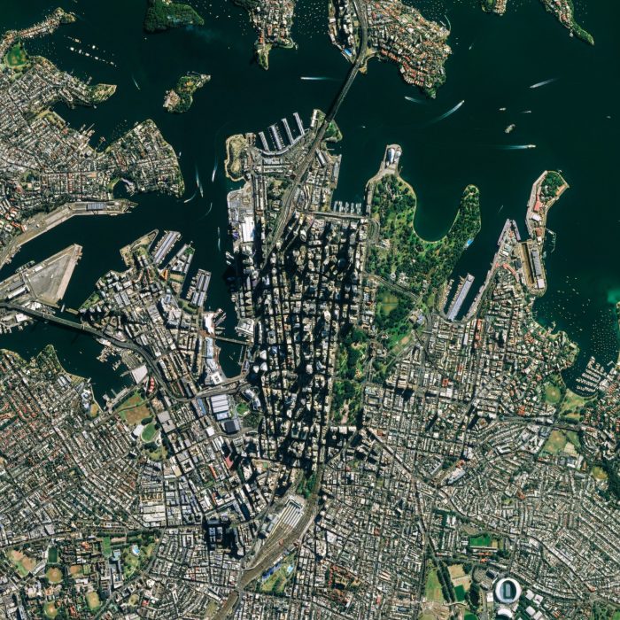 High resolution Satellite image of Sydney, Australia (Isolated imagery of Australia. Elements of this image furnished by NASA)