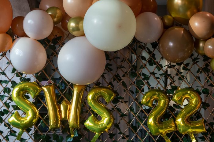 Balloons decorating the graduates party and spelling out SWS 22