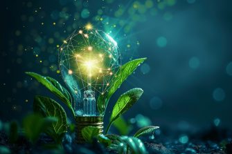 Green Energy Concept With Glowing Lights