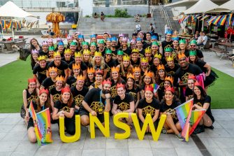 Students celebrating Mardi Gras