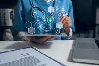 Doctor using futuristic medical technology