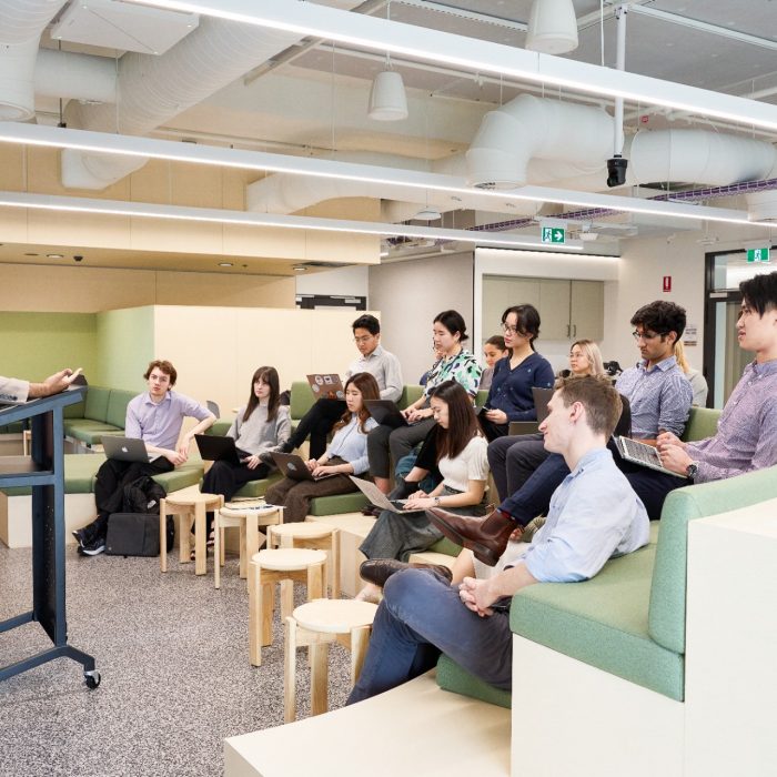 Students at the Itegrated Accute Services building.
