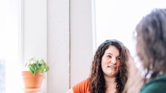 Two women having a chat