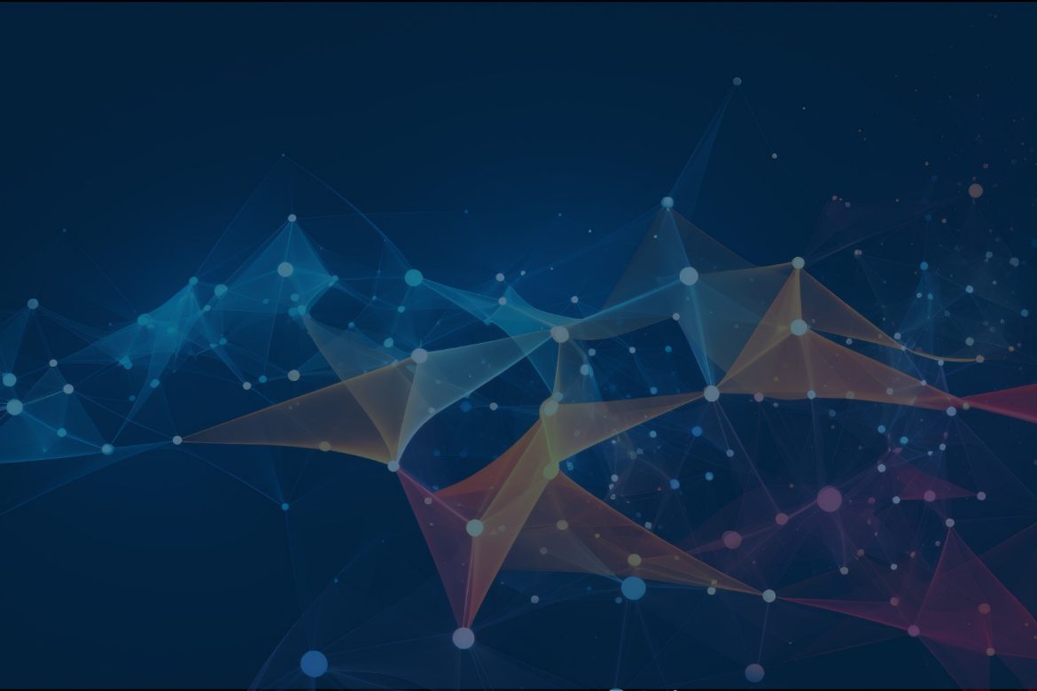 a graphic in blue and red and orang color