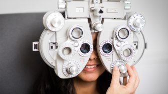 Photograph of an eye test taking place