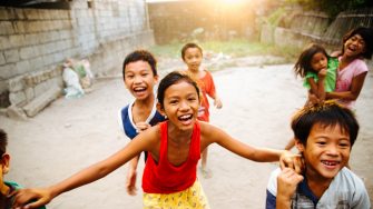 Group of children having fun