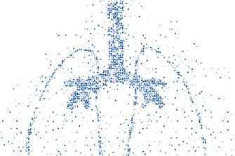 Lung shape Abstract Geometric Square box pixel pattern, Medical Science Organ concept design blue color illustration isolated on white background with copy space, vector eps 10