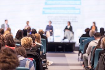 Round table discussion, business conference or presentation