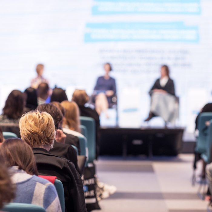 Round table discussion, business conference or presentation