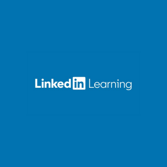 Linkedin learning logo amongst blue background