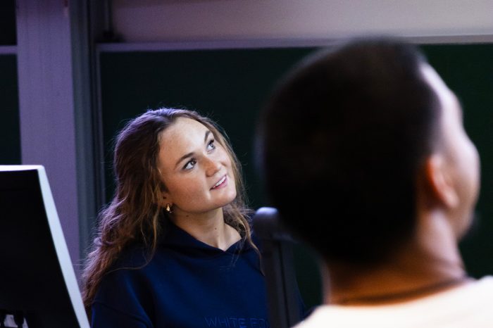 Student looking at screen