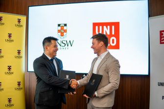UNSW Head of Employability Esmond Esguerra and UNIQLO Australia Chief Financial Officer Tim Routley at MoU signing