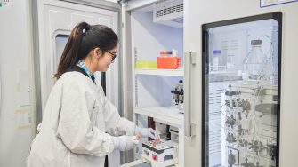 Researcher doing basic chromatography training in RPF facility