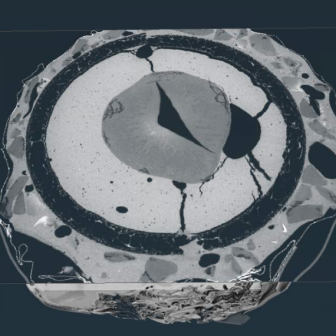 Micro-CT scan showing the inside of a ferrero chocolate