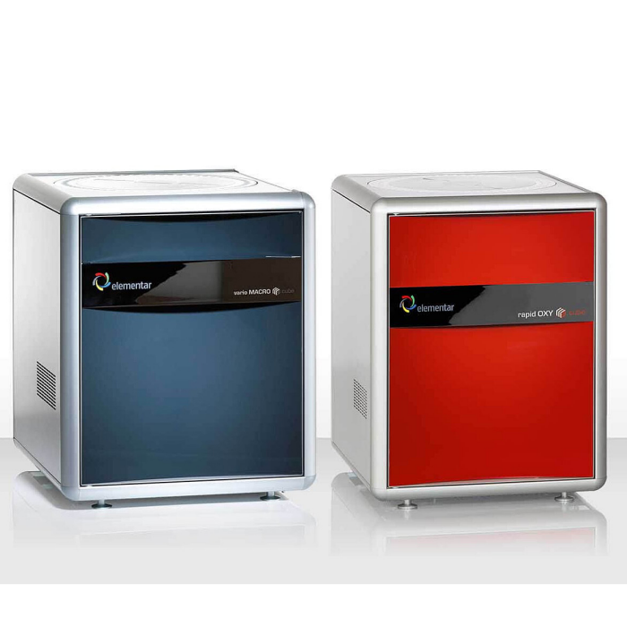 Image of two elementar instruments used by XRF lab the oxy cube and macrocube
