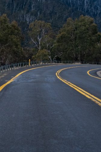 Cropped image of Australian highway to Jindabyne