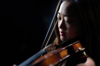 Violin player in studio for volumetric capture