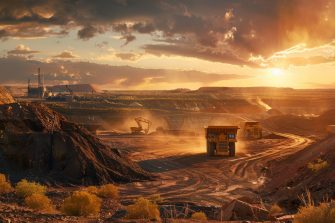 Sunset Over an Open-Pit Mine