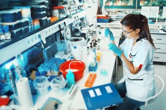 Science technician at work in a lab