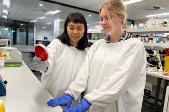 A/Prof. Li Zhang and Ms Alex Young in the lab