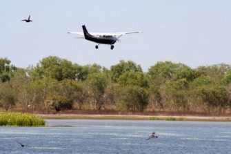 Plane about to land on water