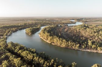 landscape of Murray river at sunrise