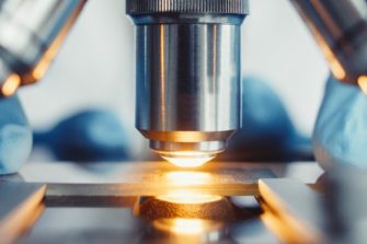 Close up of examining of test