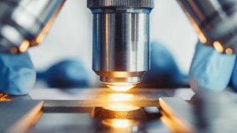 Close up of examining of test