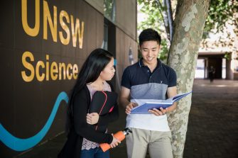 Students socialising outside of the UNSW Science building