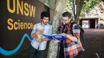 Students socialising outside of the UNSW Science building