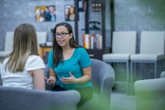 Two women having a discussion