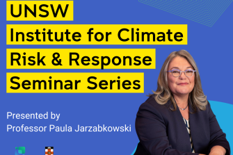 Prof. Paula Jarzabkowski headshot withtext UNSW Institute for Climate Risk and response seminar series