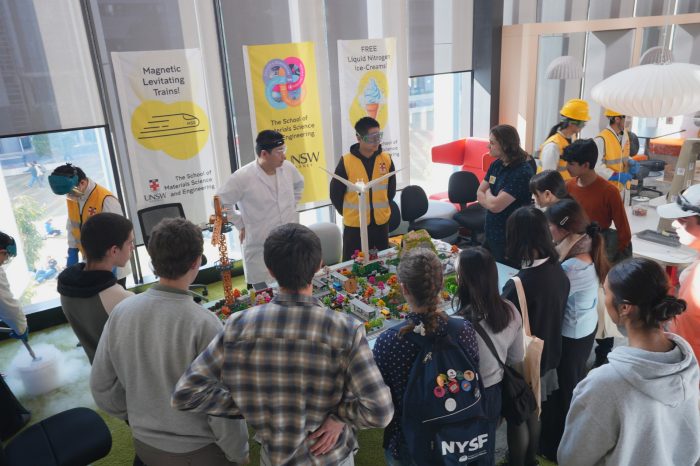 MSE High School Outreach 2025 - Group Shot with Mini Cityscape