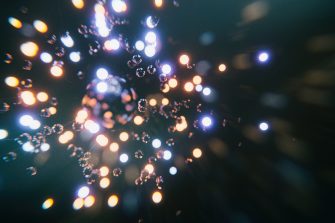 Quantum- 3d rendered image futuristic design. Abstract background. Atomic structure, large collider, CERN concept.