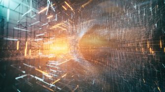 Nano technology abstract bg- 3d rendered image futuristic design. Abstract background. Particles, dataflow art.